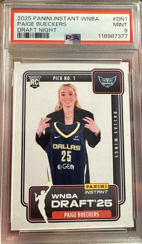 2025 Panini Instant WNBA Paige Bueckers Rookie Draft Night Card #DN1 PSA 9 Mint view 2