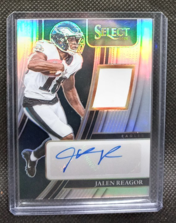 JALEN REAGOR Patch Auto Silver 61/99 No. SMP-JRE 2021 Select Football