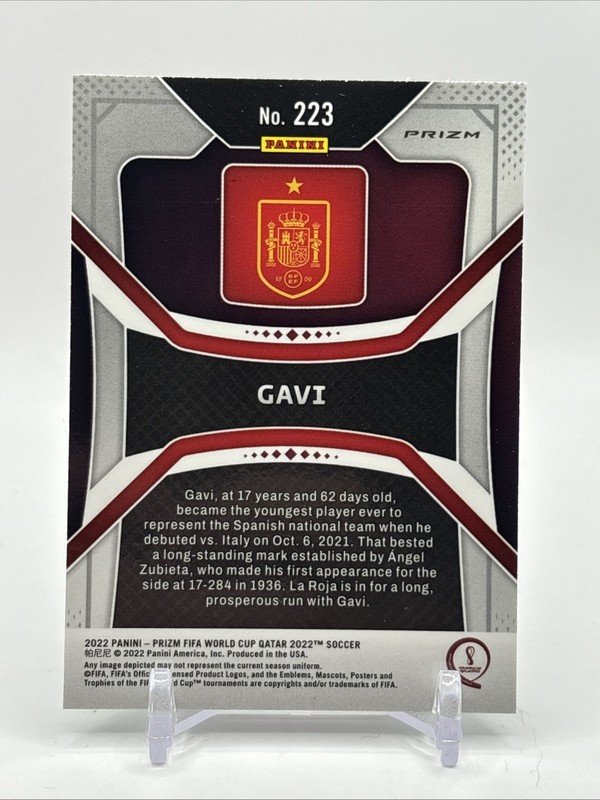 2022 Panini Prizm WC 223 Gavi Green Wave Prizm ROOKIE RC SP Spain Barcelona view 2