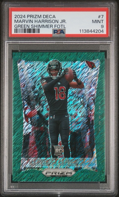 2024 Panini Prizm Deca - Marvin Harrison Jr. #7 Green Shimmer Prizm /12 (RC)