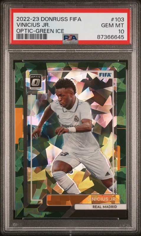Vinicius Jr. 2022 Panini Donruss FIFA #103 Optic-Green Ice PSA 10
