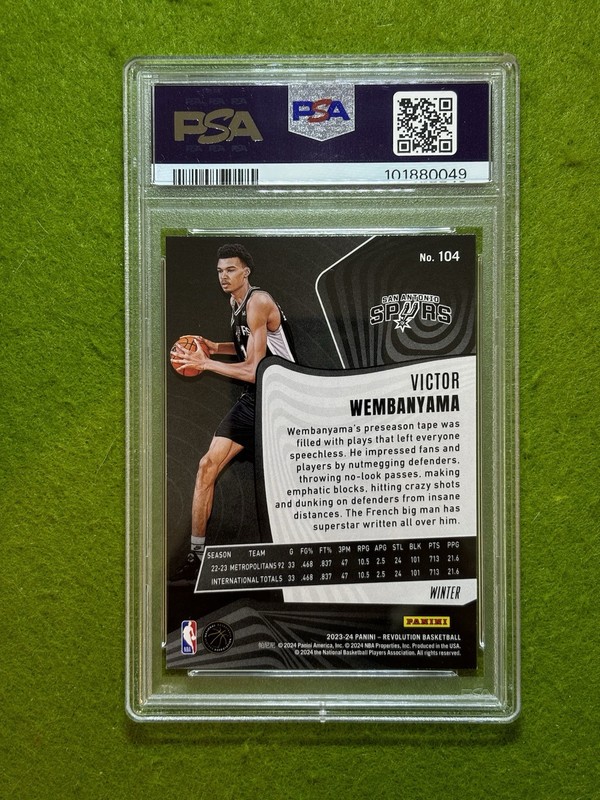 Victor Wembanyama SILVER PRIZM ROOKIE CARD WINTER SNOW PSA 9 RC 2023 Revolution view 2