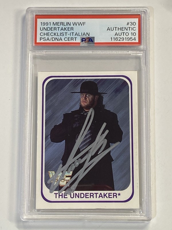 UNDERTAKER 1991 Merlin WWF #30 RC Italian Autograph Signed Auto PSA DNA 10 Auto