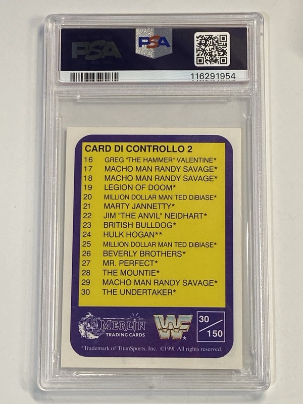 UNDERTAKER 1991 Merlin WWF #30 RC Italian Autograph Signed Auto PSA DNA 10 Auto view 2