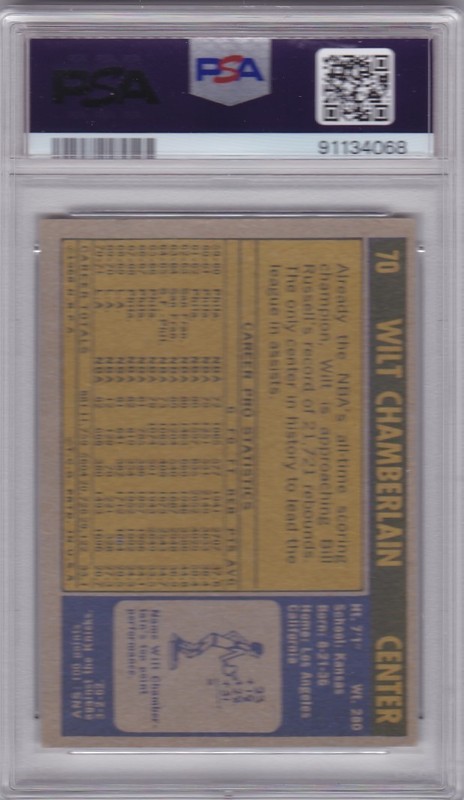 1971 TOPPS BASKETBALL WILT CHAMBERLAIN #70 LAKERS PSA 4 *500 view 2