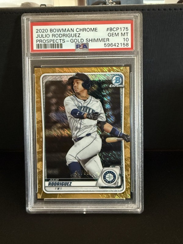PSA 10 JULIO RODRIGUEZ 2020 Bowman Chrome GOLD SHIMMER REFRACTOR /50 RC PSA 10 
