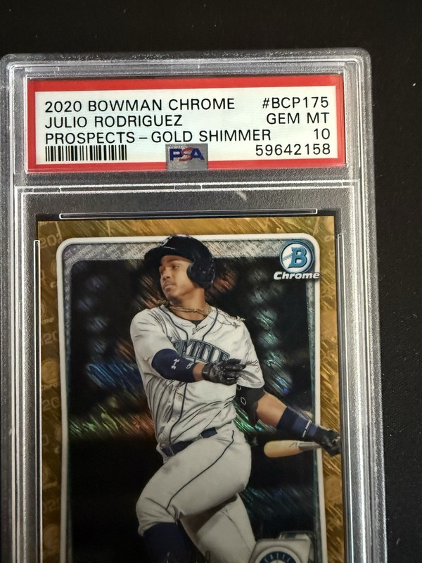 PSA 10 JULIO RODRIGUEZ 2020 Bowman Chrome GOLD SHIMMER REFRACTOR /50 RC PSA 10  view 2