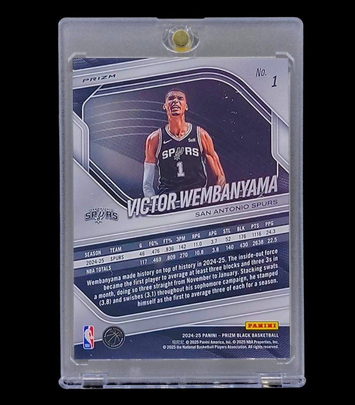 VICTOR WEMBANYAMA SILVER SHOCK BLACK REFRACTOR HOLO Prizm Non Auto - SPURS view 2
