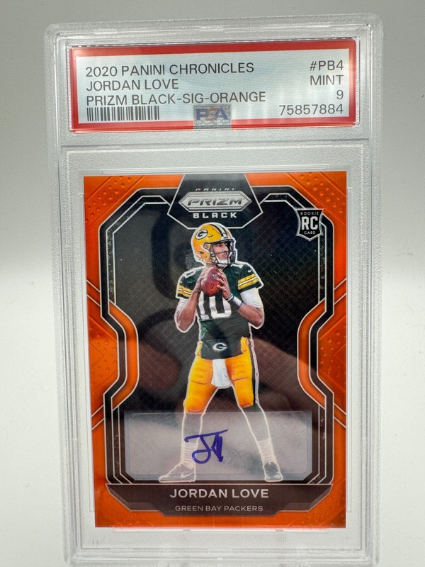 2020 Panini Prizm Black #PB-4 JORDAN LOVE Orange Auto /75 (PSA 9)