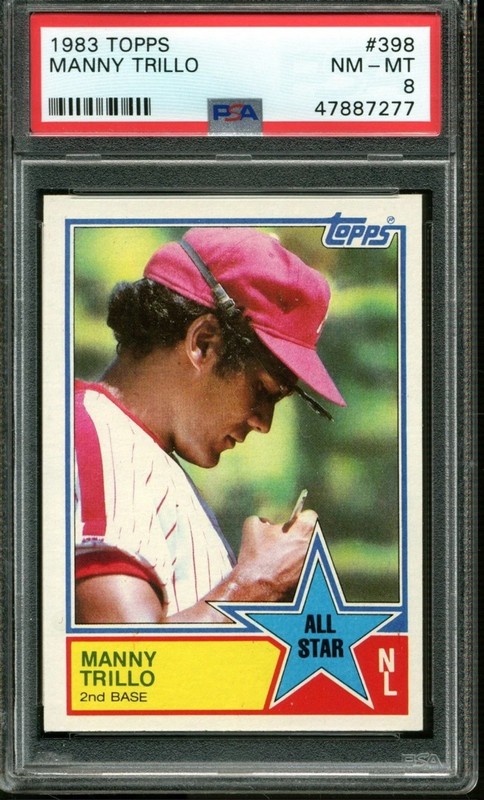 1983 TOPPS MANNY TRILLO 351 PSA 8 GRADED BASEBALL CARD PHILADELPHIA PHILLIES VTG