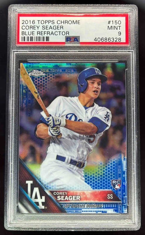 2016 Topps Chrome 150 Corey Seager Blue Refractor /150 ROOKIE RC PSA 9 MINT