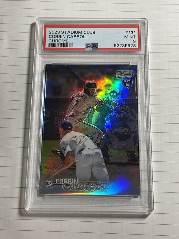 REFRACTOR SP 2023 Topps Stadium Club #131 Corbin Carroll RC Chrome PSA 9 MINT