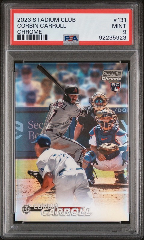 REFRACTOR SP 2023 Topps Stadium Club #131 Corbin Carroll RC Chrome PSA 9 MINT view 2