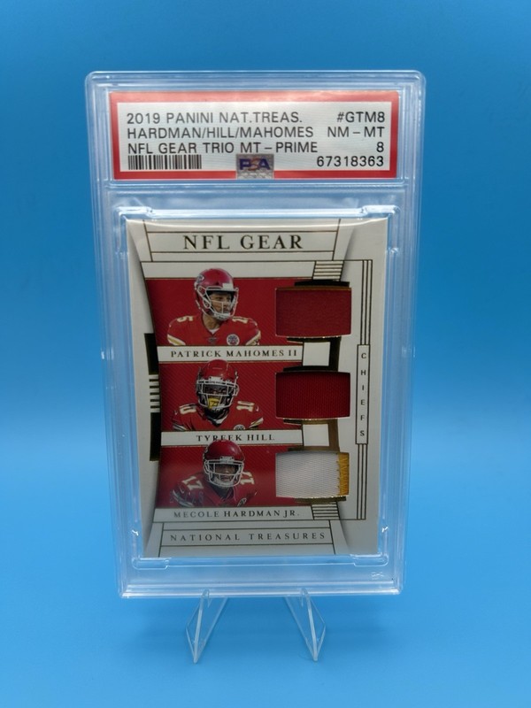 2019 Panini National Treasures -Patrick Mahomes II,Tyreek Hill,Mecole Hardman/25