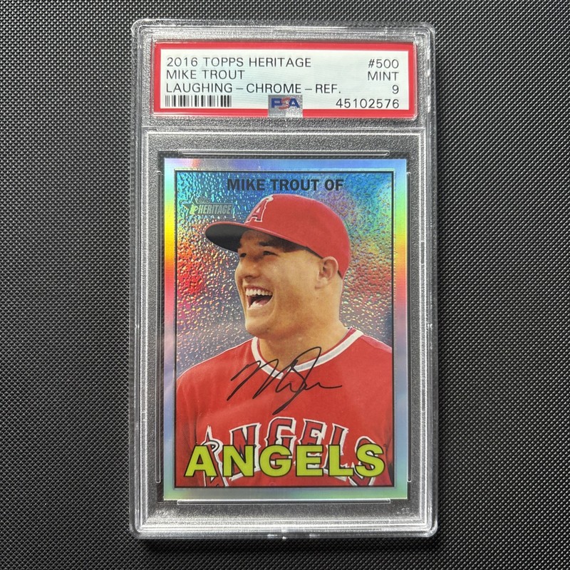 2016 Topps Heritage Chrome Refractor 377/567  Mike Trout #THC-500 PSA 9 MINT 