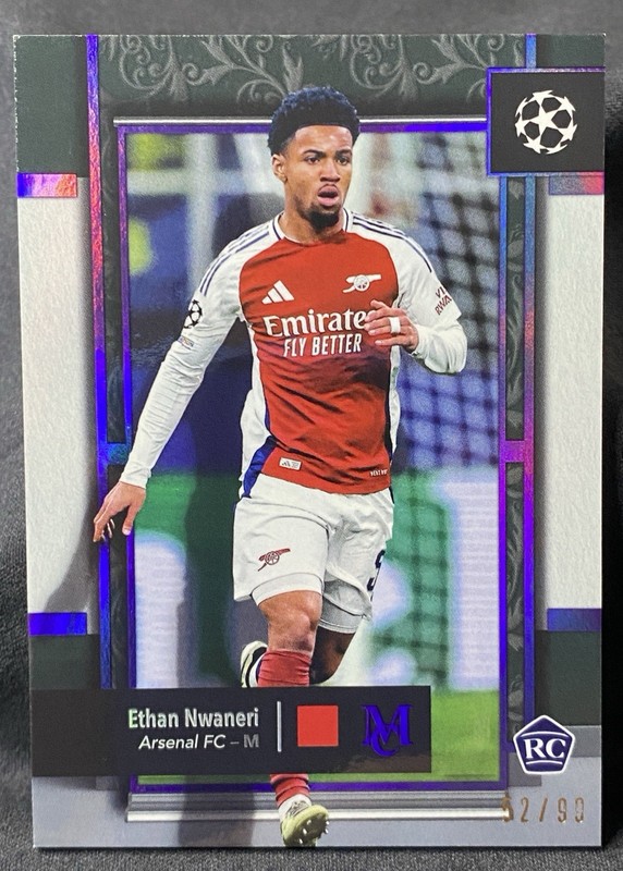 2024-25 Topps Museum Collection #53 ETHAN NWANERI /99 Amethyst - ROOKIE Arsenal