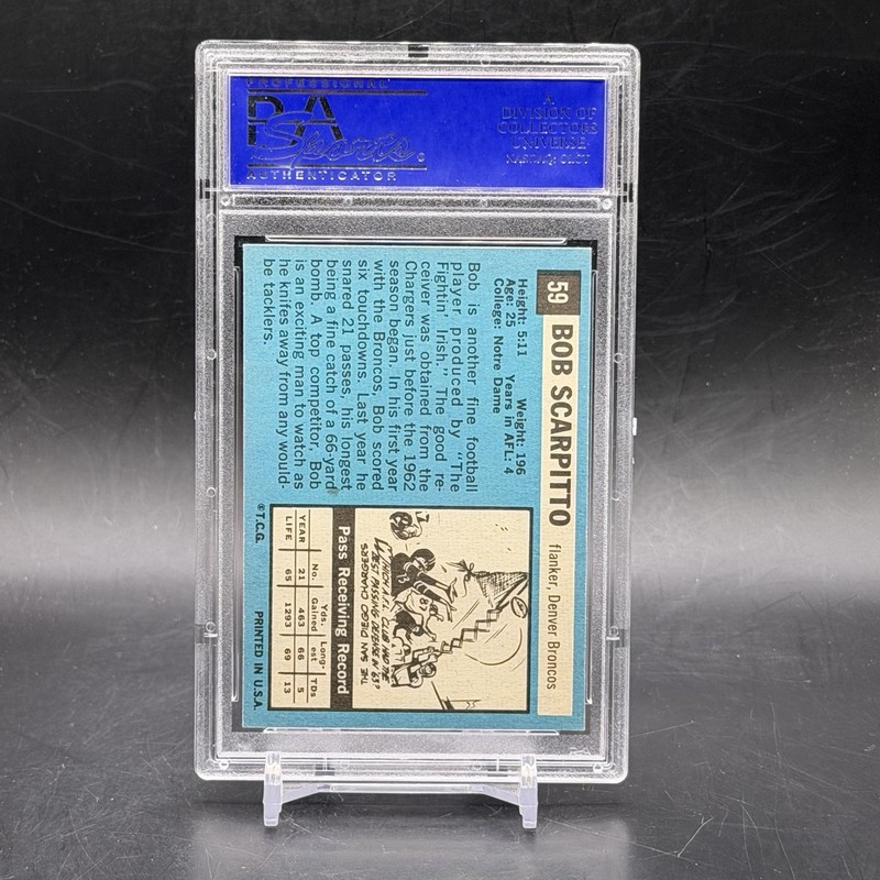 1964 Topps #59 Bob Scarpitto Denver Broncos Vintage Football Card PSA 7 view 2