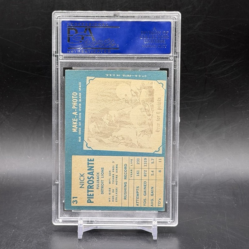 1961 Topps #31 Nick Pietrosante Detroit Lions PSA 6 Vintage Football Card view 2