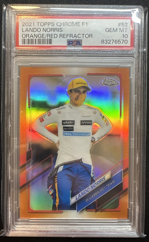 2021 Topps Chrome F1 Lando Norris McLaren Orange Refractor PSA 10 Color Match!! view 1
