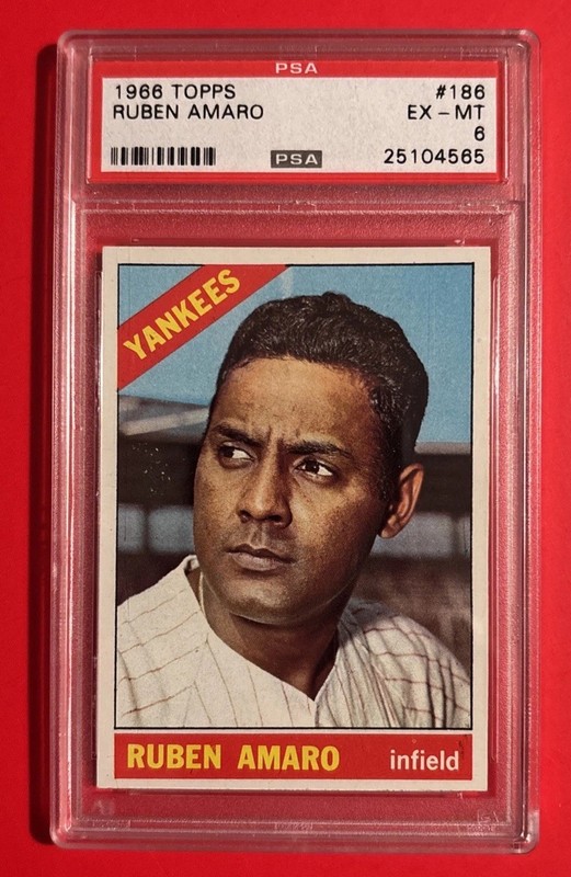 1966 Topps RUBEN AMARO #186 PSA 6 NEW YORK YANKEES Vintage Graded Baseball Card