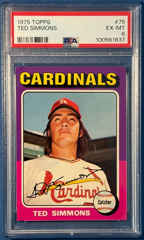 VINTAGE 1975 Topps #75 TED SIMMONS [HOF] PSA 6 EX/MT [WELL CENTERED!!]🔥🔥🔥 view 2