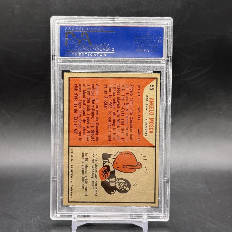 1965 Topps CFL #55 Angelo Mosca Hamilton Tiger Cats Vintage Football Card PSA 8 view 2