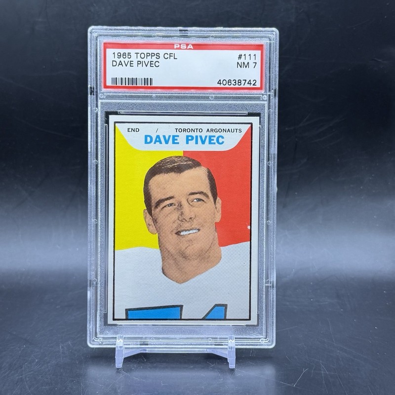 1965 Topps CFL #111 Dave Pivec Toronto Argonauts Vintage Football Card PSA 7