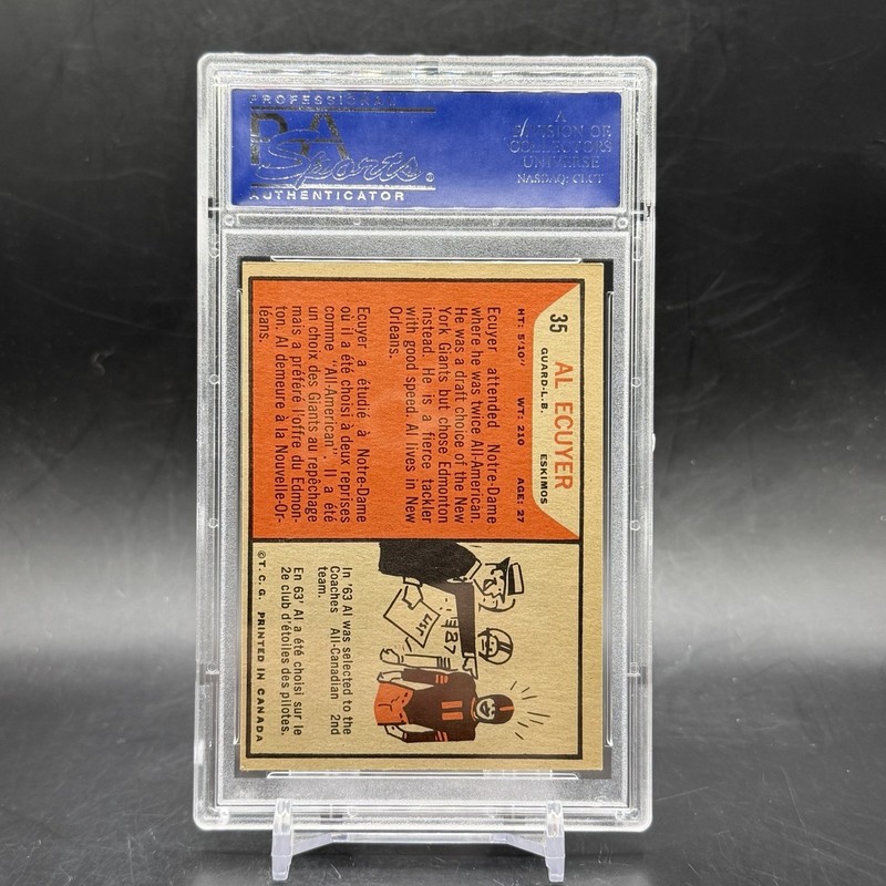 1965 Topps CFL #35 Al Ecuyer Edmonton Eskimos Vintage Football Card PSA 7 view 2