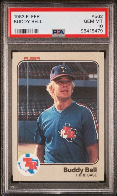 PSA 10 1983 FLEER BUDDY BELL #562 Graded Baseball Card Vintage TEXAS RANGERS
