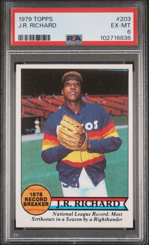1979 Topps JR RICHARD #203 PSA 6 HOUSTON ASTROS Record Breaker Baseball Card Vtg