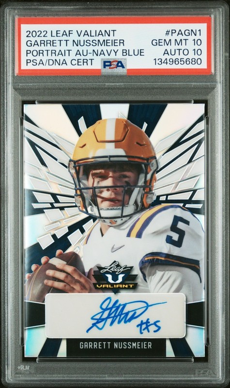 2022 Leaf Valiant GARRETT NUSSMEIER Navy Blue Rookie AUTO 18/20 PSA 10 AUTO 10