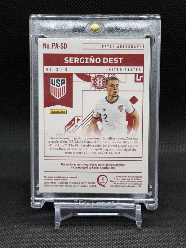 Sergino Dest 2022 Eminence Match Worn Patch Auto /10 FIFA World Cup Jersey Match view 2