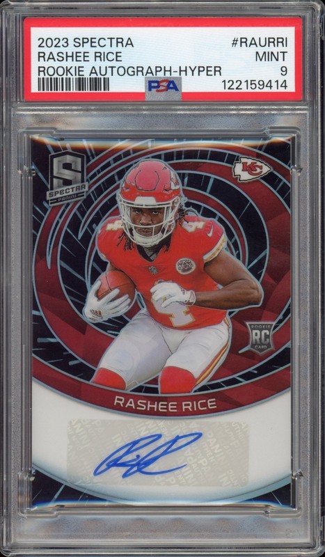 Rashee Rice (RC) #RAU-RRI Hyper Prizm Auto /60 - 2023 Panini Spectra - PSA 9