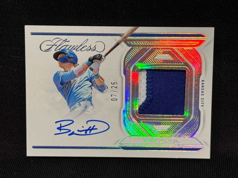 BOBBY WITT JR. K.C. ROYALS 2023 PANINI FLAWLESS SILVER PATCH AUTO JERSEY # 7/25