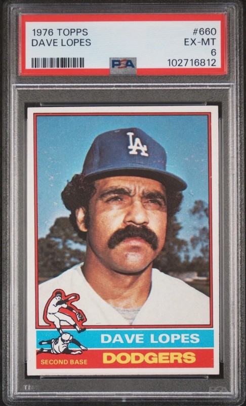 1976 TOPPS DAVE LOPES #660 Graded Baseball Card PSA 6 LOS ANGELES DODGERS Vtg