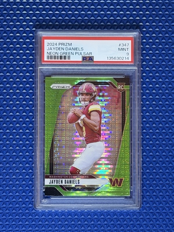 2024 Panini Prizm Jayden Daniels #347 Neon Green Pulsar Prizm Rookie PSA MINT 9