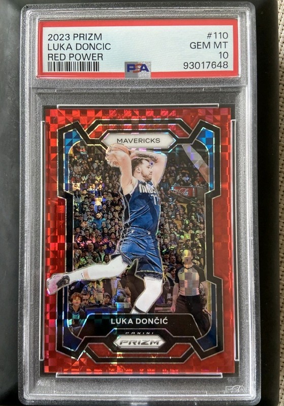 Red Power Prizm - 2023-24 Panini Prizm Luka Dončić #110 /75 PSA 10 Mavericks