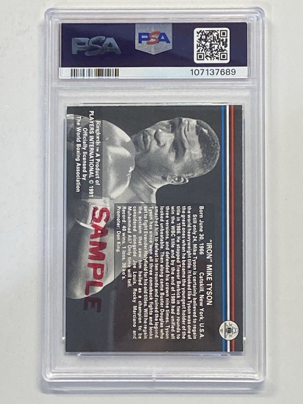 1991 Players International Ringlords Mike Tyson Sample Signed Auto PSA DNA 7 view 2
