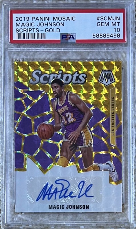2019 PANINI MOSAiC SCRIPTS GOLD AUTO /25 MAGIC JOHNSON PSA 10