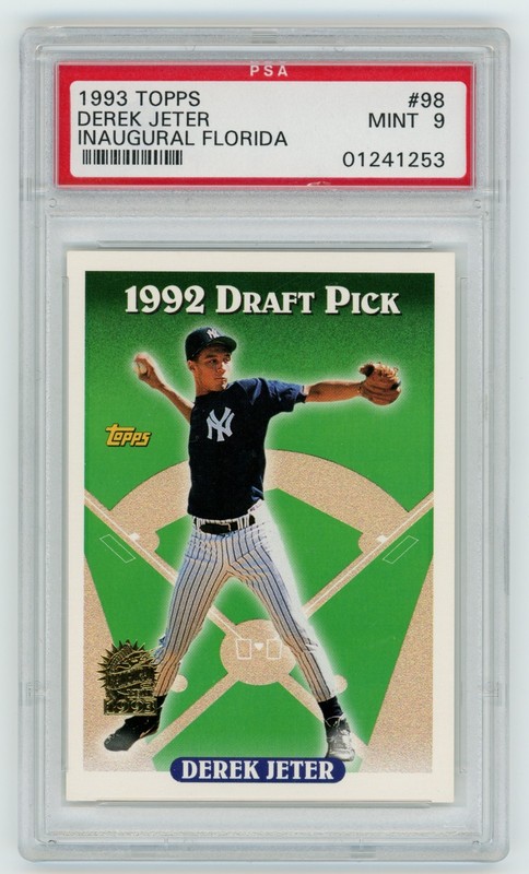 1993 Topps #98 Derek Jeter Florida Marlins Inaugural RC Rookie PSA 9 Mint HOF