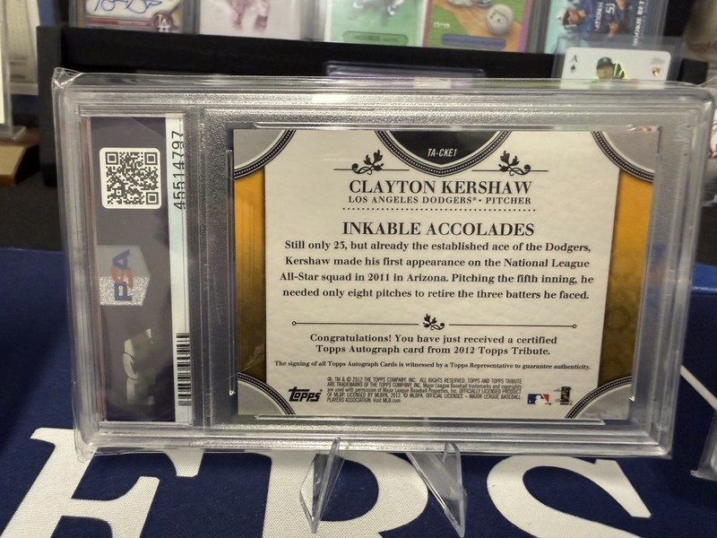 2013 Topps Tribute Clayton Kershaw Autographs /99 #TA-CK2 PSA 9 view 2
