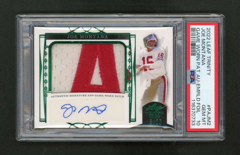 2022 Leaf JOE MONTANA GAME USED LETTER A PATCH AUTO AUTOGRAPH /25 PSA 10 POP 1