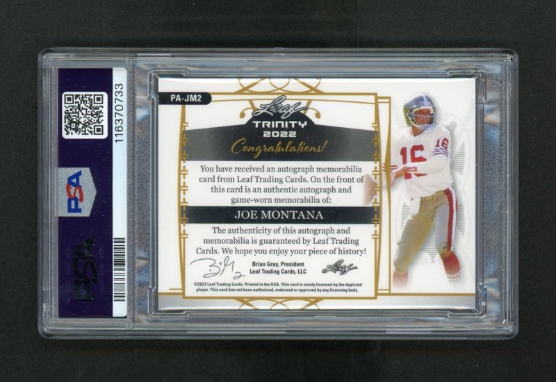 2022 Leaf JOE MONTANA GAME USED LETTER A PATCH AUTO AUTOGRAPH /25 PSA 10 POP 1 view 2