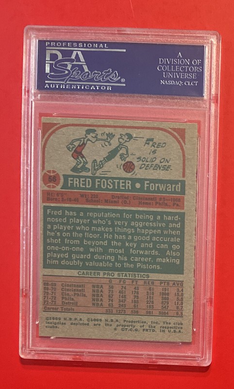 1973 TOPPS FRED FOSTER #56 PSA 8 Graded Basketball Card DETROIT PISTONS Vintage view 2
