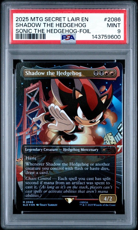 2025 MTG MAGIC SECRET LAIR SHADOW THE HEDGEHOG SONIC 2086 BORDERLESS FOIL PSA 9