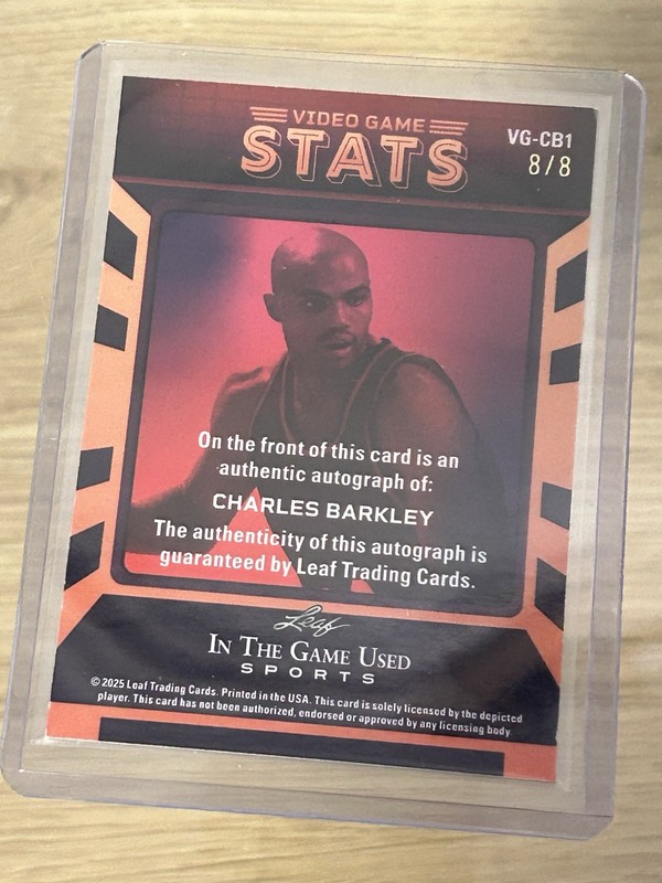 2025 Leaf in the Game Used AUTO Card of Charles Barkley #'d 8/8 view 2