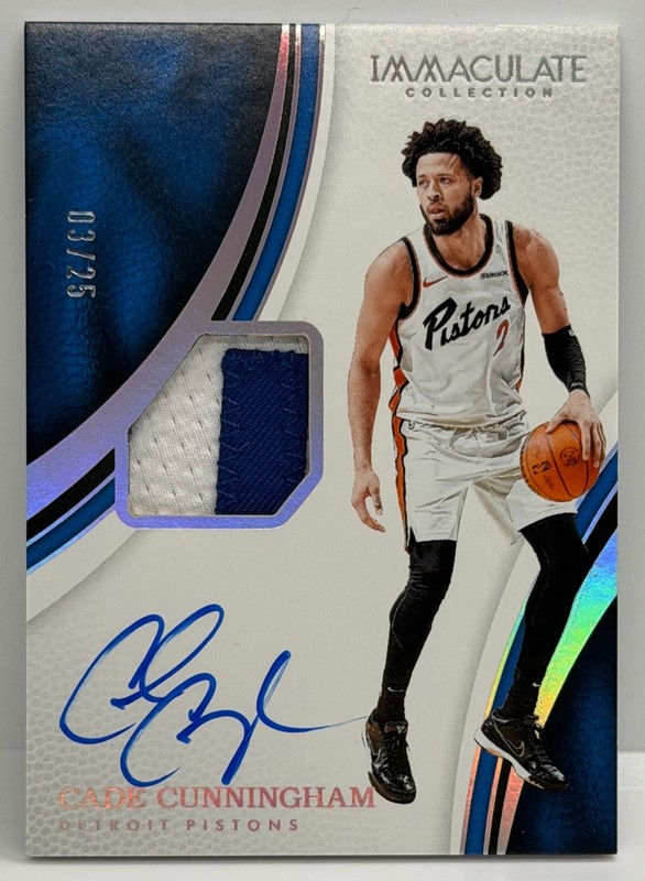Cade Cunningham Patch Auto /25 2024-25 Immaculate Collection Pistons