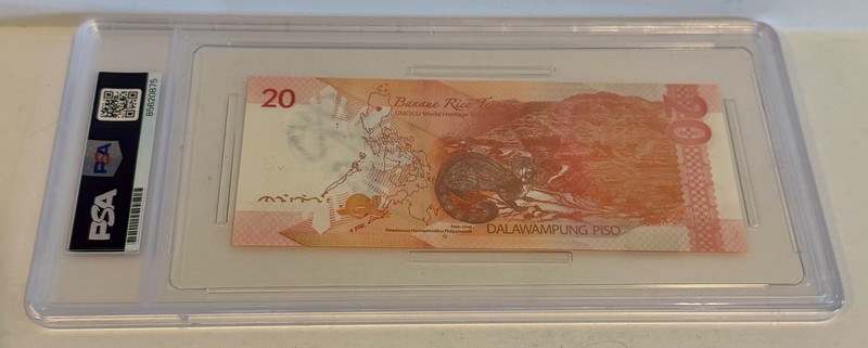 Manny Pacquiao Pacman Boxing Signed Auto 20 Pesos Philipines PSA DNA Slabbed view 2