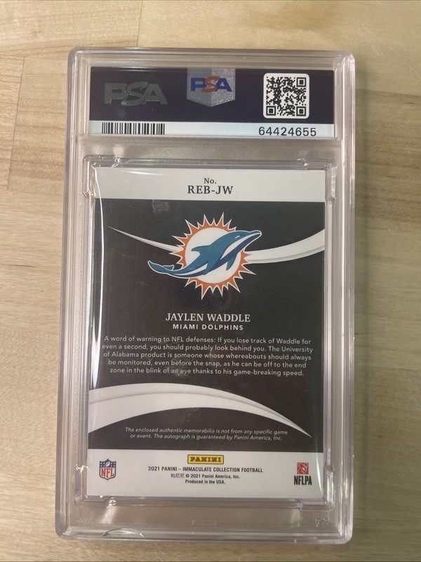 2021 Immaculate Jaylen Waddle RK.Eye Blk. Jsy. Au - Metallic Psa 9 Pop 1   /10 view 2