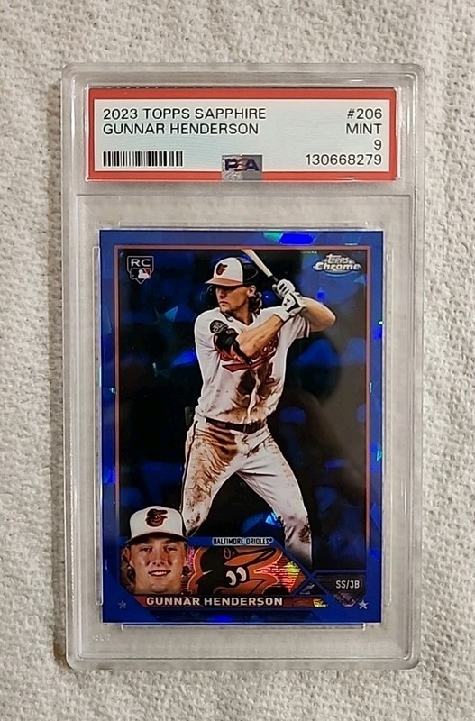 2023 Topps Chrome Sapphire Edition - Gunnar Henderson #206 (RC) - PSA Graded view 1